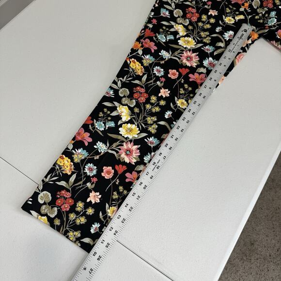 Loft Womens Pants 8 Black The Riviera Cropped Wildflower Floral Cottagecore Boho - Picture 7 of 15